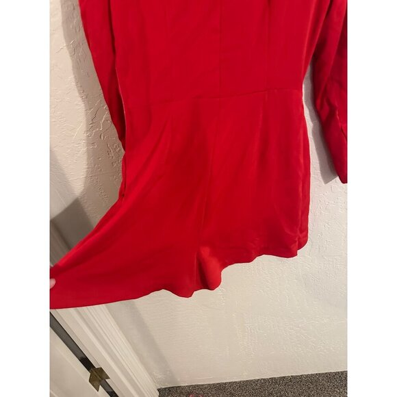 NWT Zara Red Long Sleeved Split Sleeve Button Up Academia Blazer Romper - Picture 10 of 11